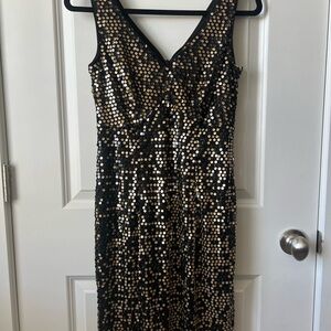 Max Studio Black and Gold Sequin Mini Dress